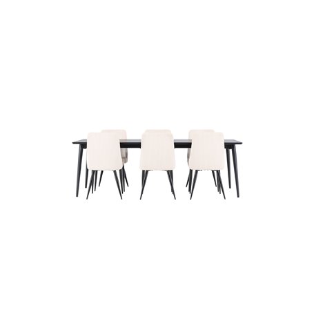 Matgrupp Ellis med Leone matstolar, 230 × 85 cm
