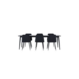 Matgrupp Ellis med Night matstolar, 230 × 85 cm