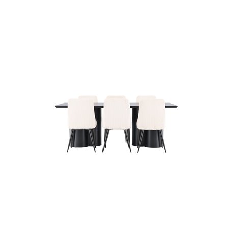 Matgrupp Olivia med Leone matstolar, 210 × 100 cm