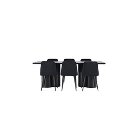 Matgrupp Olivia med Night matstolar, 210 × 100 cm
