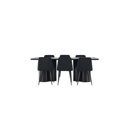 Matgrupp Olivia med Night matstolar, 210 × 100 cm
