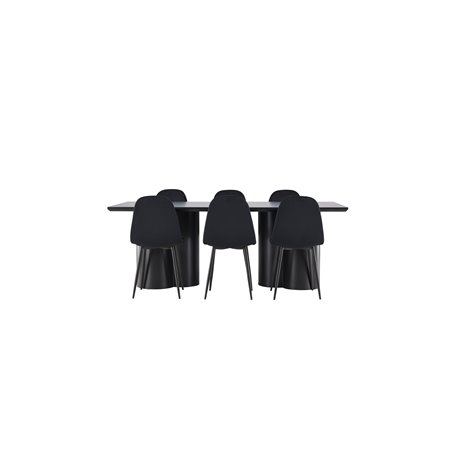 Matgrupp Olivia med Polar matstolar, 210 × 100 cm