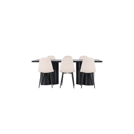 Matgrupp Olivia med Polar matstolar, 210 × 100 cm