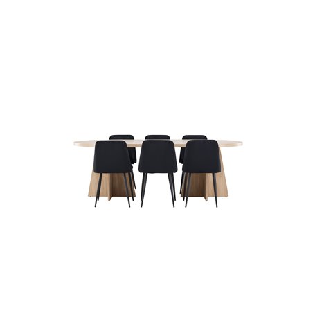 Matgrupp Bootcut med Night matstolar, 230 × 115 cm