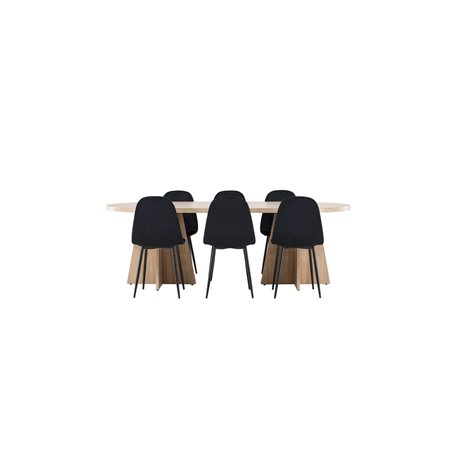 Matgrupp Bootcut med Polar matstolar, 230 × 115 cm
