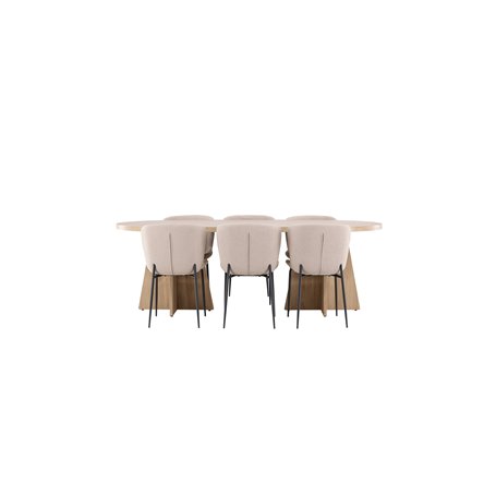 Matgrupp Bootcut med Modesto matstolar, 230 × 115 cm