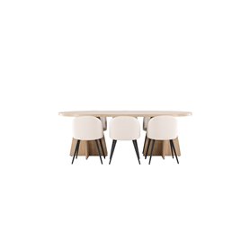 Matgrupp Bootcut med Velvet matstolar, 230 × 115 cm