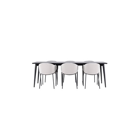 Matgrupp Ellis med Evelina matstolar, 230 × 85 cm