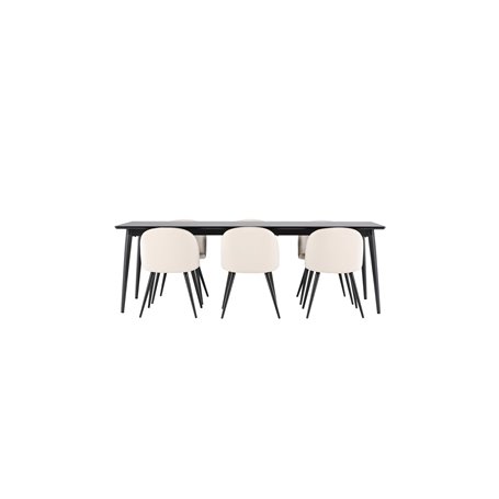 Matgrupp Ellis med Velvet matstolar, 230 × 85 cm