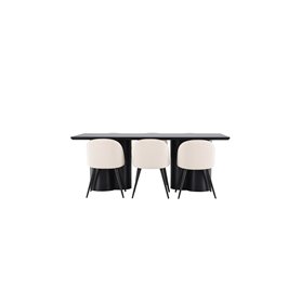 Matgrupp Olivia med Velvet matstolar, 210 × 100 cm