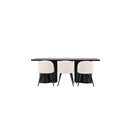 Matgrupp Olivia med Velvet matstolar, 210 × 100 cm