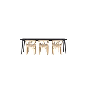Matgrupp Ellis med Alfons matstolar, 230 × 85 cm