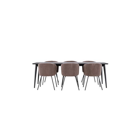 Matgrupp Ellis med Berit matstolar, 230 × 85 cm