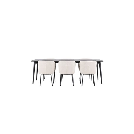 Matgrupp Ellis med Agnes matstolar, 230 × 85 cm