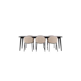 Matgrupp Ellis med Evelina matstolar, 230 × 85 cm
