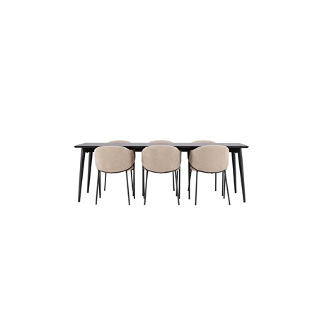 Matgrupp Ellis med Evelina matstolar, 230 × 85 cm