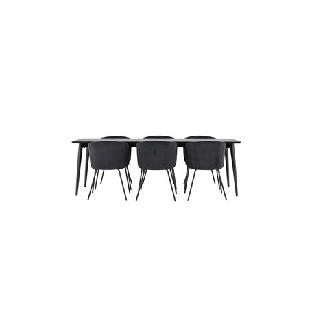Matgrupp Ellis med Berit matstolar, 230 × 85 cm