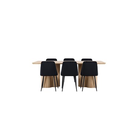 Matgrupp Olivia med Night matstolar, 210 × 100 cm