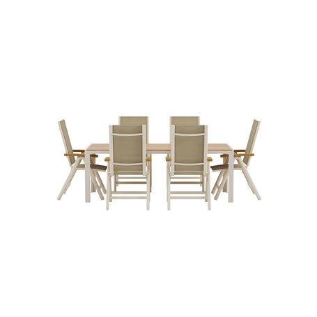 Matgrupp Break med Panama matstolar, 205 × 90 cm