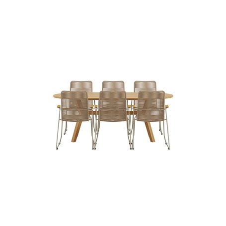 Matgrupp Kenya med Bois matstolar, 200 × 90 cm