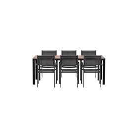 Matgrupp Bois med Copacabana matstolar, 205 × 90 cm