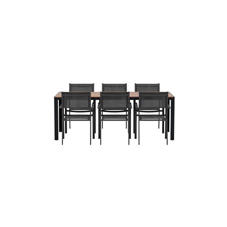 Matgrupp Bois med Copacabana matstolar, 205 × 90 cm