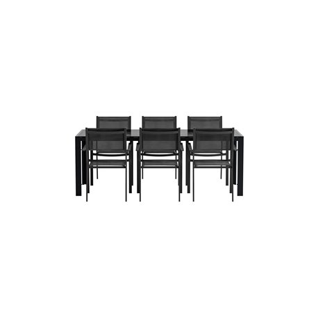 Matgrupp Break med Copacabana matstolar, 205 × 90 cm