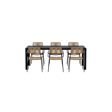 Matgrupp Break med Lindos matstolar, 205 × 90 cm