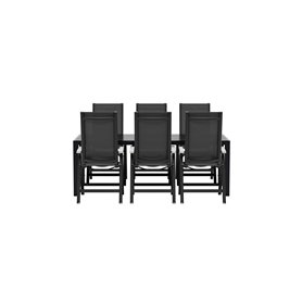 Matgrupp Break med Albany matstolar, 205 × 90 cm