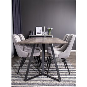 Matgrupp Marina med Velvet Deluxe matstolar, 180 × 90 cm