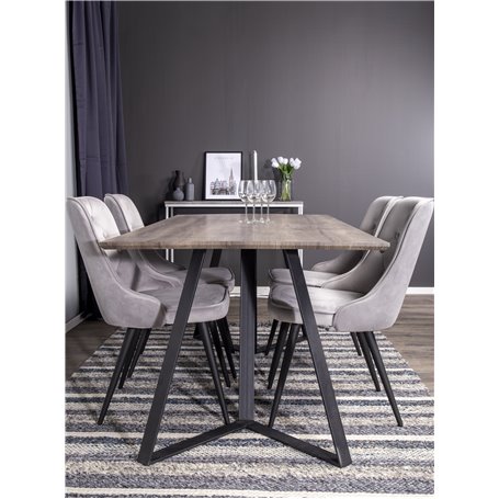 Matgrupp Marina med Velvet Deluxe matstolar, 180 × 90 cm