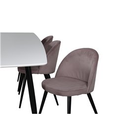 Matgrupp Polar med Velvet matstolar, 240 × 100 cm