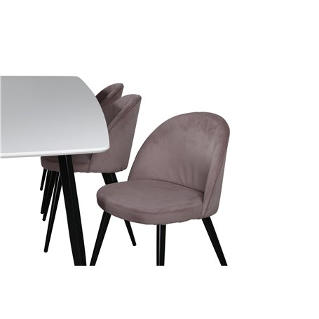 Matgrupp Polar med Velvet matstolar, 240 × 100 cm