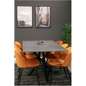 Matgrupp Piazza med Velvet matstolar, 180 × 90 cm