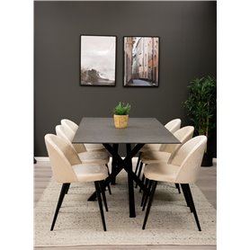 Matgrupp Piazza med Velvet matstolar, 180 × 90 cm