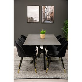 Matgrupp Piazza med Velvet matstolar, 180 × 90 cm