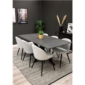 Matgrupp Piazza med Velvet matstolar, 180 × 90 cm