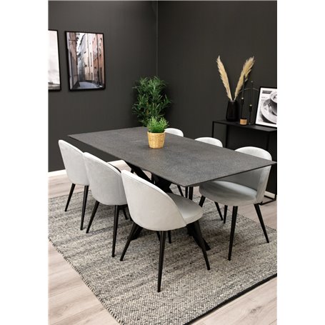 Matgrupp Piazza med Velvet matstolar, 180 × 90 cm