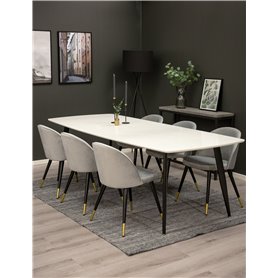 Matgrupp Polar med Velvet matstolar, 240 × 100 cm