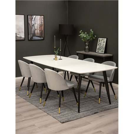 Matgrupp Polar med Velvet matstolar, 240 × 100 cm