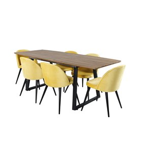 Matgrupp Inca med Velvet matstolar, 160 × 85 cm