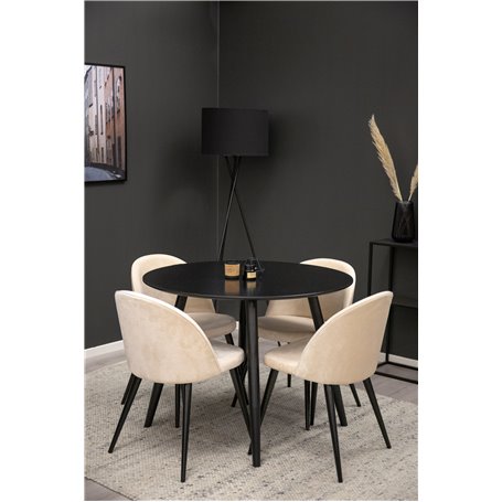 Matgrupp Plaza med Velvet matstolar